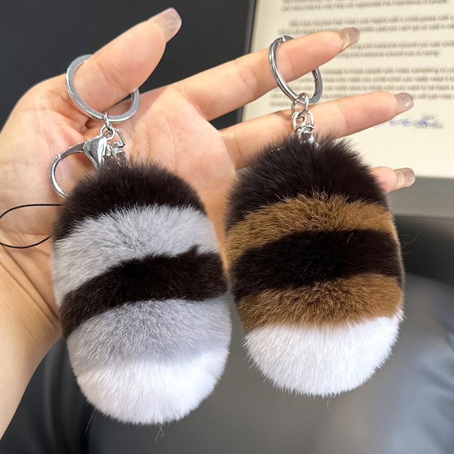 [Cute Little Tail] Imitation Mink Fur Car Keychain Pendant Plush Doll School Bag Pendant Gift