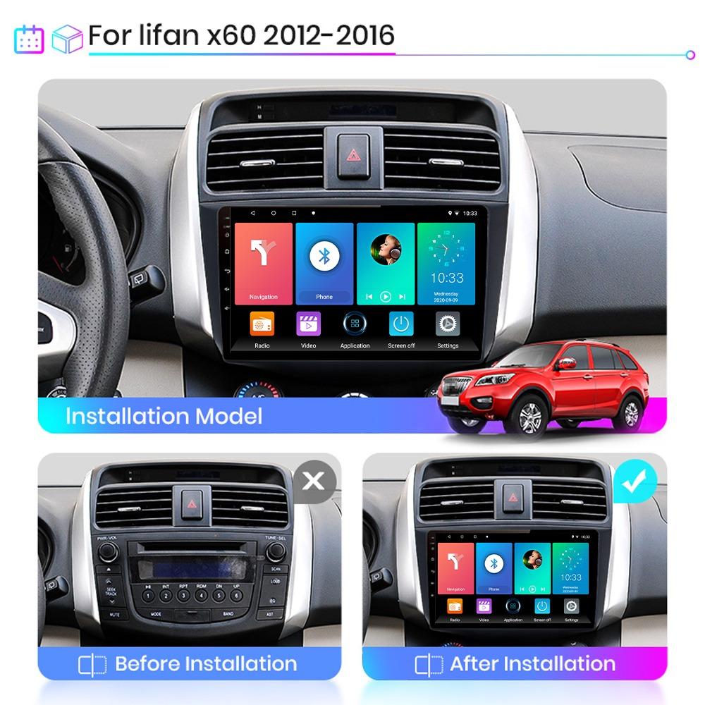 9-дюймовый автомобильный радиоприемник Carplay для Lifan X60 2012-2016 автомобильный мультимедийный видеоплеер GPS-навигация WIFI 4 + 64 ГБ