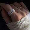 Silver Color Unique Lines Ring for Women Jewelry Adjustable Open Vintage Rings for Party Birthday Gift