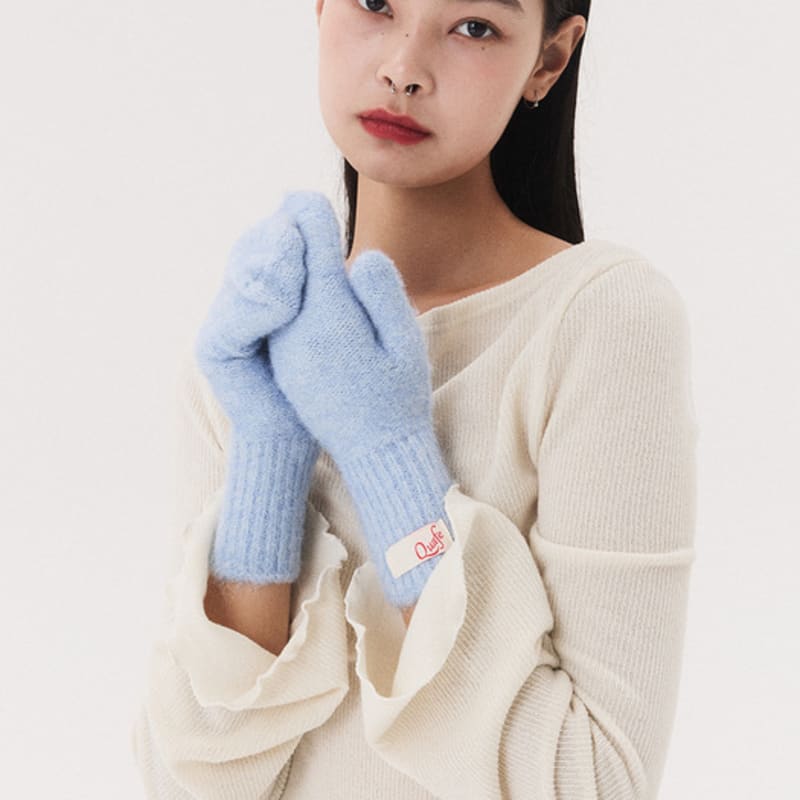 ВАРЕЖКИ ВЯЗАНЫЕ QUAFE LABEL_ледяной голубой