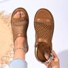 2025 Large Flat Back Strap Sandals for Women's Summer New Breathable Woven Fish Mouth Mesh Sandals Beach Shoes