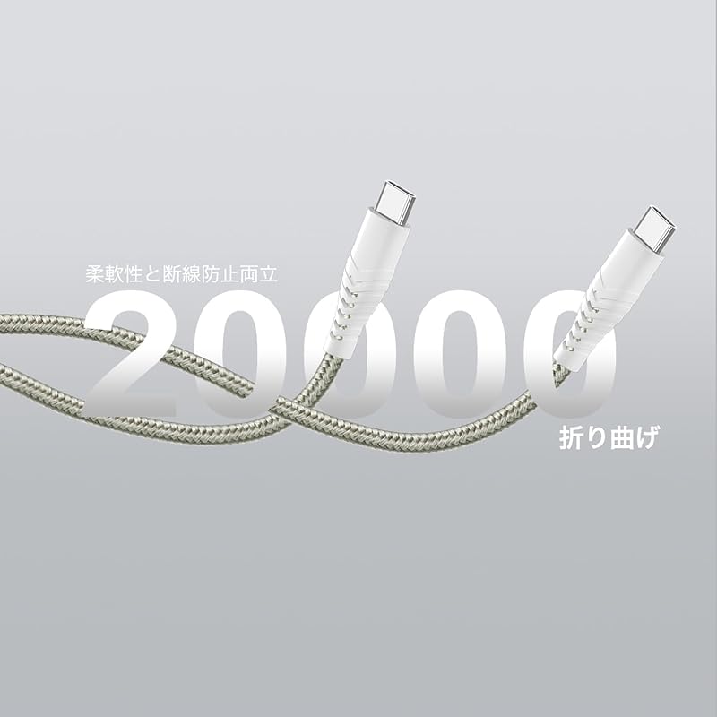 Acbands USB Type C Cable [Set of 1 / 1m Gray] 60W PD Compatible Heavy Duty Braided Cable USB-C&USB-C Taipushi Rapid Cable