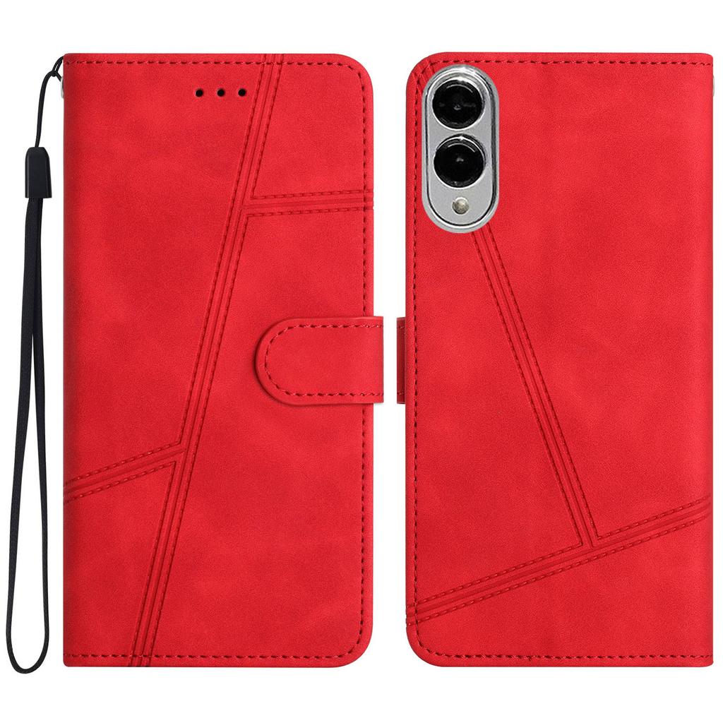 For Samsung Galaxy S25 Edge Case Flip Leather Retro Phone Cover Lines Imprinted