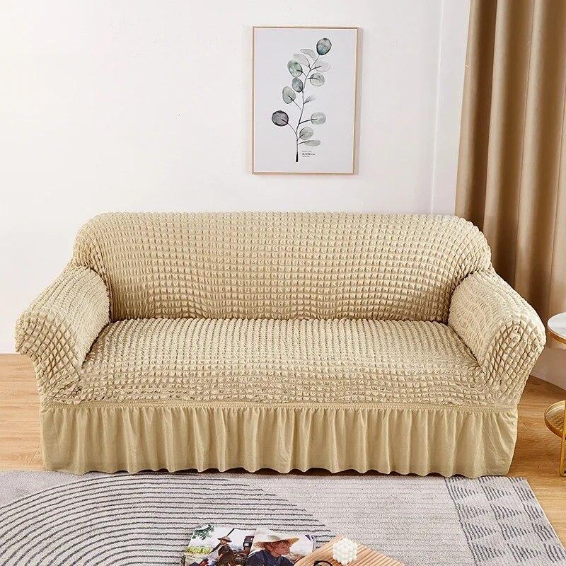 Seersucker Sofa Cover Elastic Sofa Slipcover Adjustable Sofa Cover Furniture Protector For Living Room Bedroom Office Home Decor