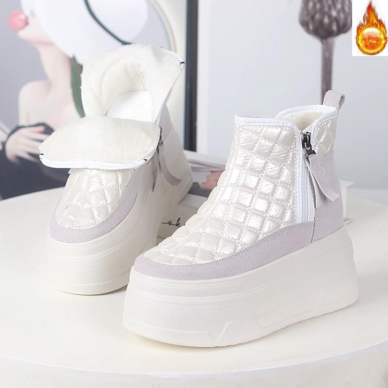 Мода 12 см ПУ Весна Женская Модная Обувь Микрофибра Кожа Сапоги Ботильоны Труба ZIP Женские Осень Мотоциклетные