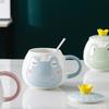 Creative and Personalized Ceramic Cup with Lid Mug Souvenir Cartoon Water Cup High Looking Household Cup with Spoon