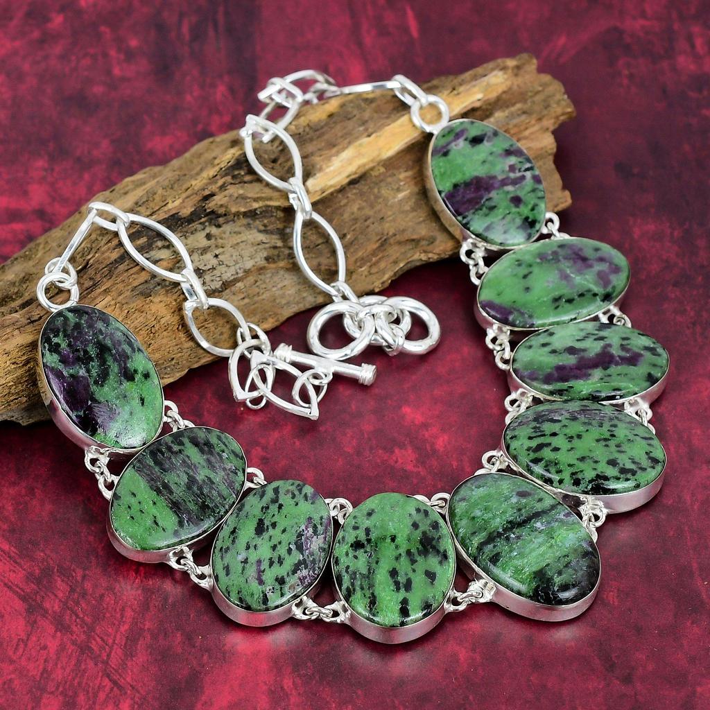 Ruby Zoisite Necklace Gemstone Jewelry, 925 Solid Sterling Silver Handmade Adjustable Chain Necklace, Latest Design Jewelry