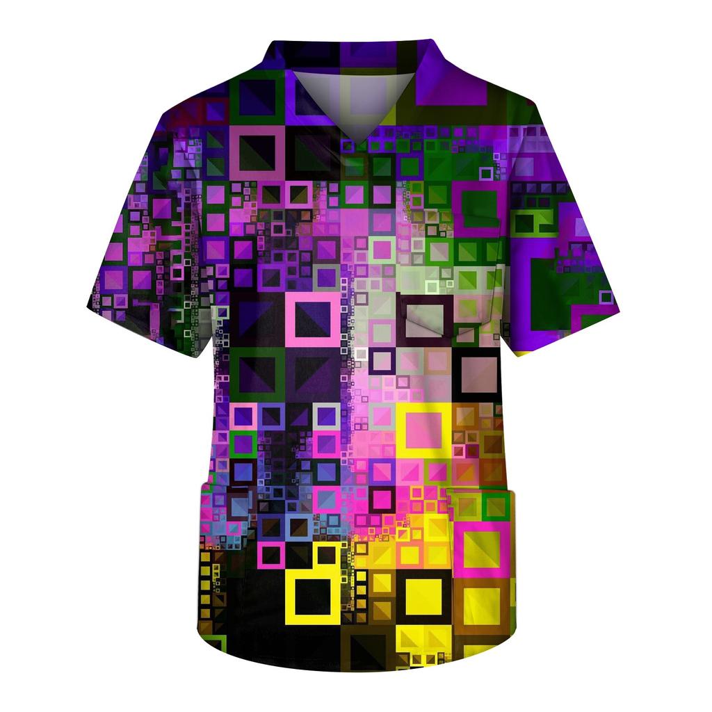 Модный мужской топ с коротким рукавом и V-образным вырезом с принтом и карманом на груди