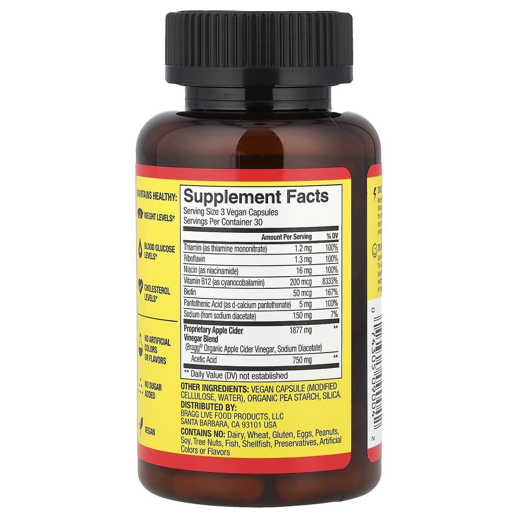 Energy, Apple Cider Vinegar + 6 B Vitamins, 90 Capsules
