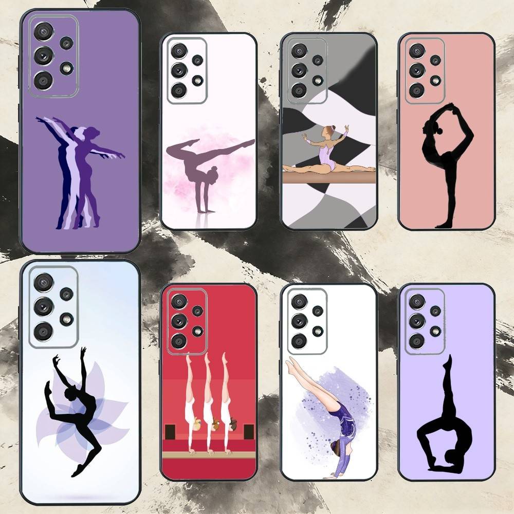 Чехол для телефона GYM Girl Gymnastic для Samsung S25,S24,S21,S22,S23,S30,Ultra,S20,Plus,Fe,Note,10,9,5G Черный