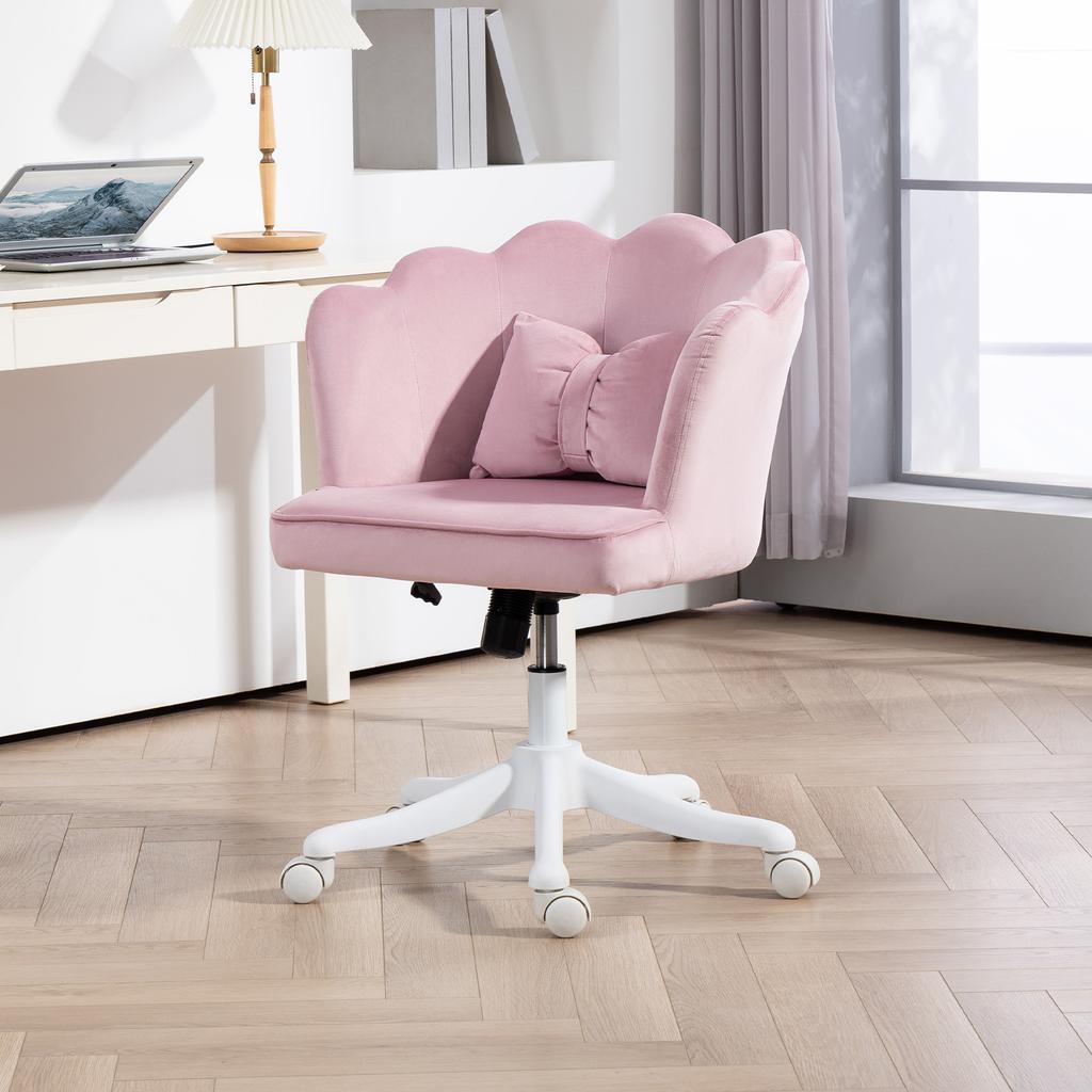 Velvet-Feel Petal Back Office Chair - Pink