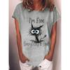 Большие размеры модная женская футболка с принтом кота Kawaii футболки топы с коротким рукавом футболка свободного покроя женская одежда