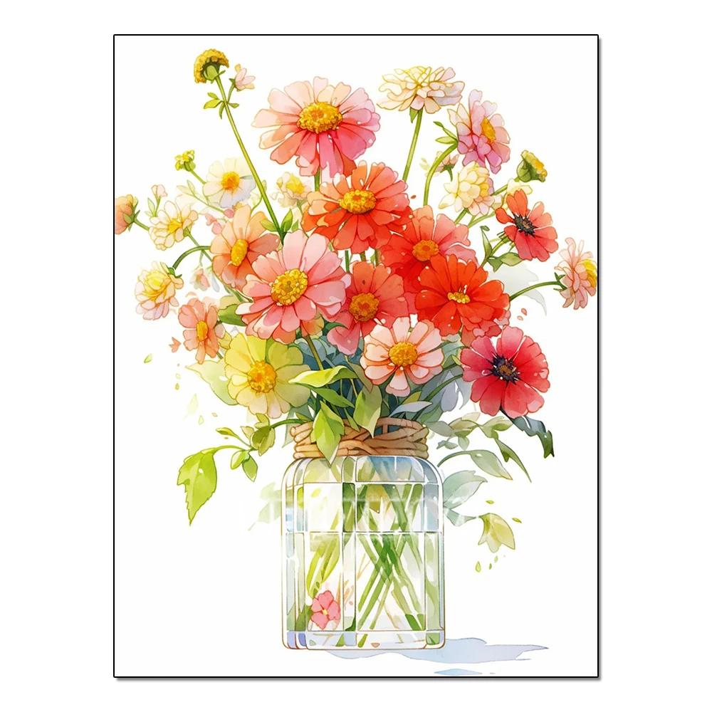 Полная серия цветов Алмазная живопись Тюльпан Маргаритка Алмазная мозаика Вышивка Искусство Акварельная картина Ручная работа Домашнее украшение Сделай сам