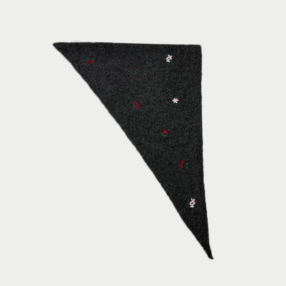 Embroidery Embroidered Triangle Scarf Rose Flower Wool Blend Headscarf Turban Clothing Accessories