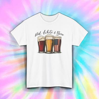 Футболка Red White Brew | Смешная Патриотическая Пивная Июль 4-е США Графическая Футболка