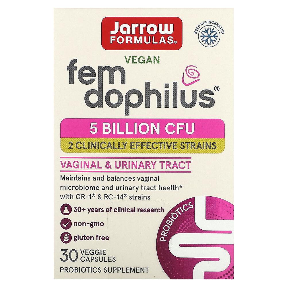 Jarrow Formulas Vegan Fem Dophilus 5 Billion CFU Veggie Capsules, 30 Count
