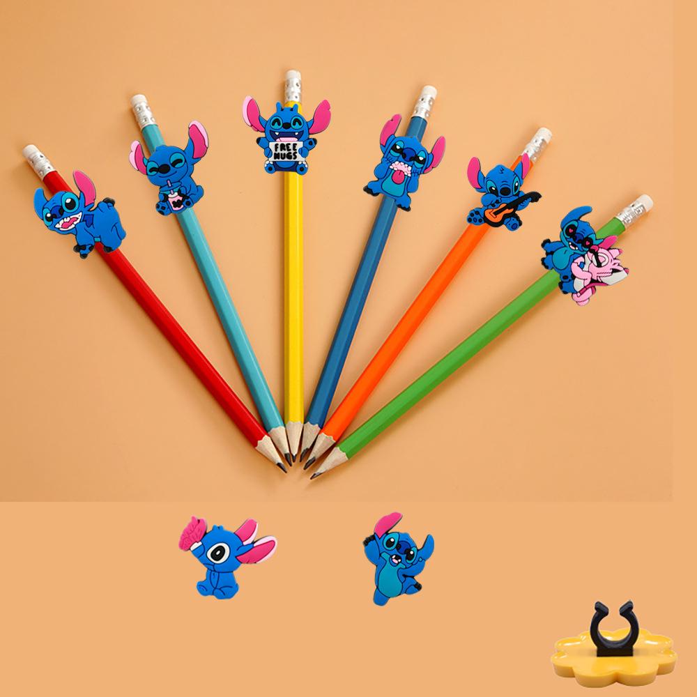 Зажим для ручки с рисунком Stitch - Персонализированное украшение для трубочки и аксессуар-чехол для ручки.
