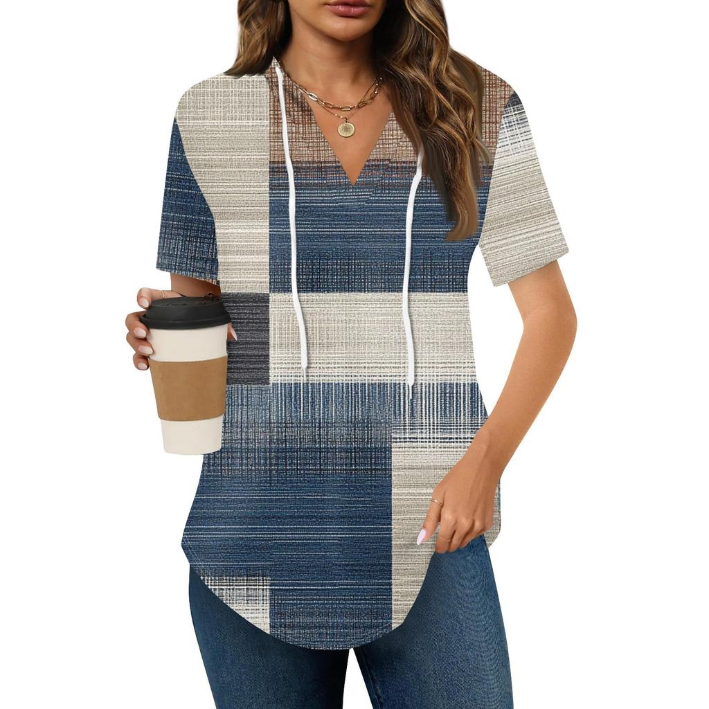 Женские летние футболки с V-образным вырезом, толстовки с коротким рукавом, туники, повседневные свободные туники, толстовки