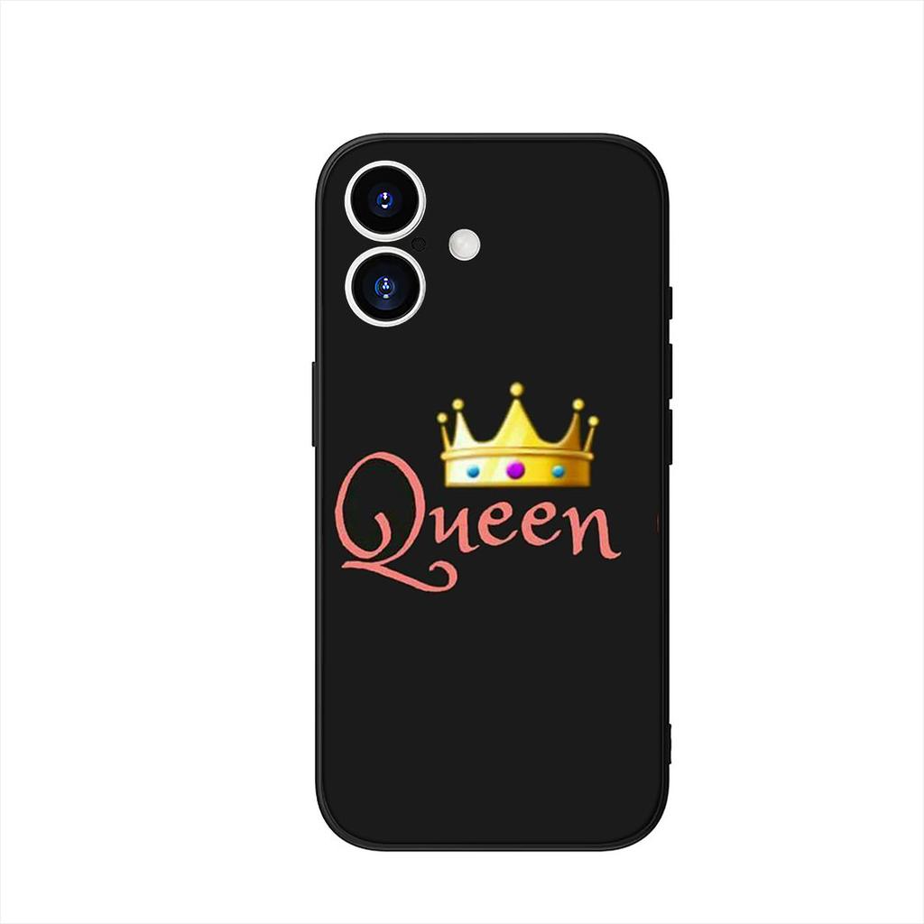 Queen King Princess Crown Phone Cover Case for Apple iPhone 16 15 14 Plus 13 12 Mini 17 Pro Max + 16E Air 16+ ProMax Casing