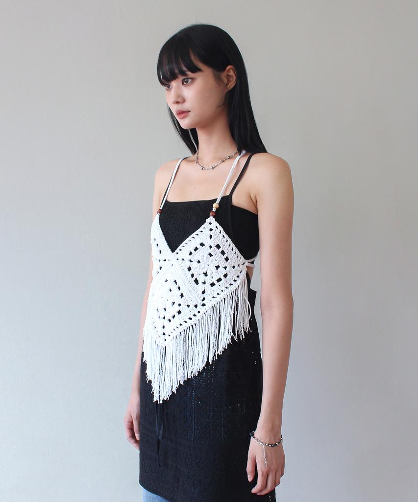 Rubati Handmade Crochet Tassel Knit Vest_White