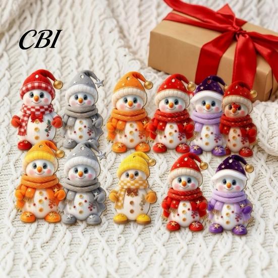 Christmas Home Indoor Decorations Snowman Wooden Ornaments, 2D Flat Vintage Xmas Tree Hanging Party Ornaments for Decoration, Cute Winter Ornament