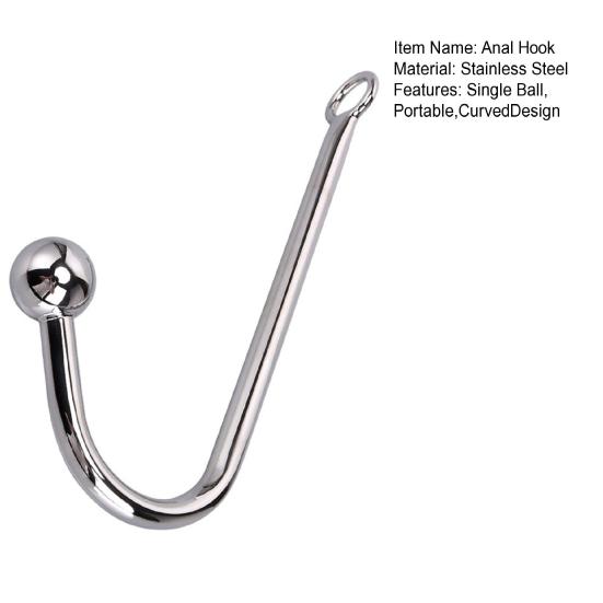 Stainless Steel Anal Hook Fetish Bondage Hook Sex Toys Solid Single Ball Rope Hook Unisex Adults Sex Games Bondage Fetish Toy for Couple Lovers
