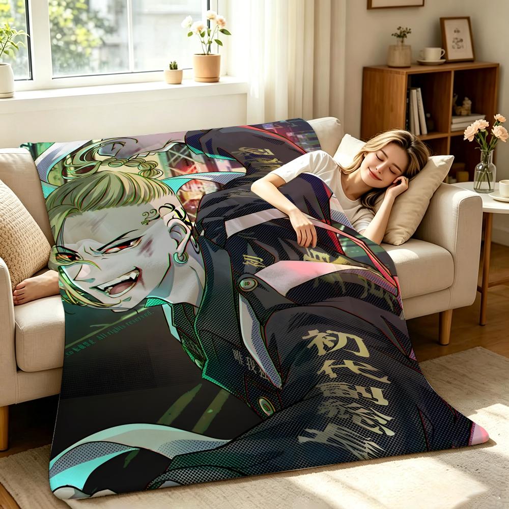Anime T-Tokyo R-Revengers Throw Soft Warm Flannel Throw Blanket, Multi-use for Sofa Bed Office Nap