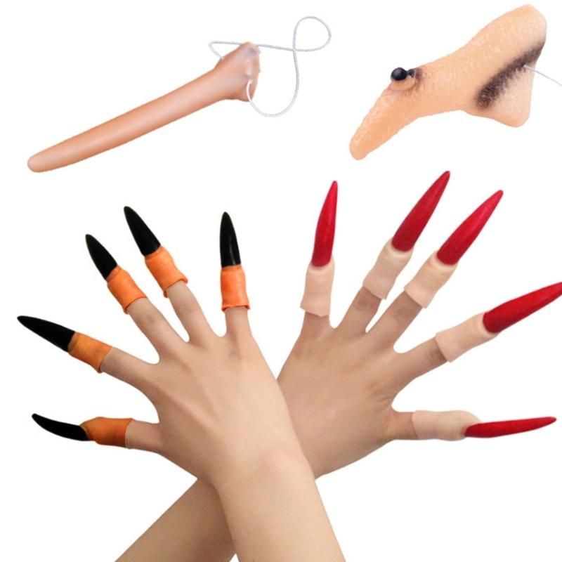 Ногти "Пальцы ведьмы" Хэллоуин Костюм Реквизит Накладной нос ведьмы для вечеринки Клуба