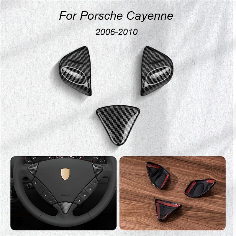 For Porsche Cayenne Panamera Macan 718 911 2006-2024 2023 2022 2021 Carbon Fiber Texture Steering Wheel Panel Frame Cover Trim