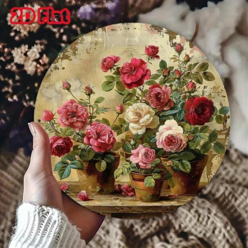 Metal Tin Sign Vintage Floral Nameplate Wall Decor for Home Garage