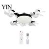 E27 Socket Fan 3/4/5 Blade Ceiling with Light & Remote Control, 2-in-1 Silent LED Drone Compact Ventilation Lamp Foldable Blades, 3-Speed Dimmable for