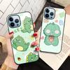 Cartoon Cute Dinosaur Case For Iphone 14 13 12 11pro Max Mini Xs Xr X Tempered Glass Cover For Iphone 7 8 6s Plus Se 2022 11