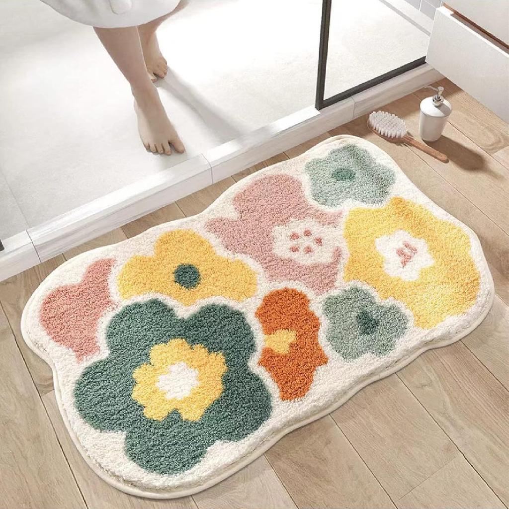 Bath Mat Extra Soft High Absorbent Non-Slip Plush Shaggy Bath Carpet Machine Washable Great for Bathroom Floor Tub and Shower 15.75"x 23.62" Colorful