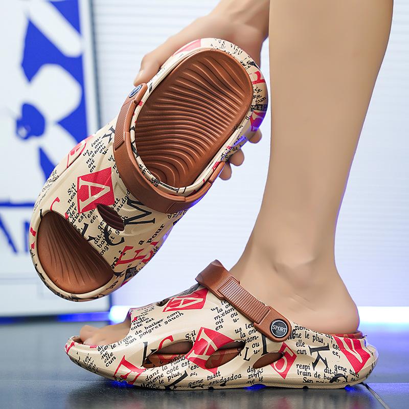 Тапочки мужские летние пляжные на платформе уличные нескользящие кокосовые сандалии мужские для улицы для вождения ощущение дерьма сандалии двойного назначения