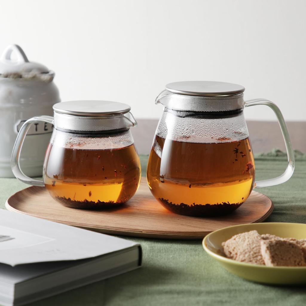 Чайник KINTO UNITEA One-Touch с пробковой подставкой (Бонус) - Термостойкое стекло, Можно мыть в посудомоечной машине, Чайник KINTO с ситечком, Пробковая подставка и Подставка (460ml)