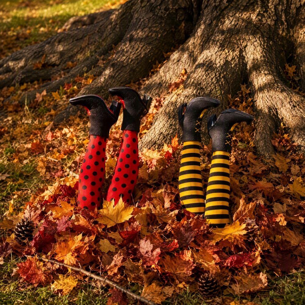 6pcs Pumpkin Bat Witch Legs Decoration Skull Witch Feet Lawn Decor Haunted House