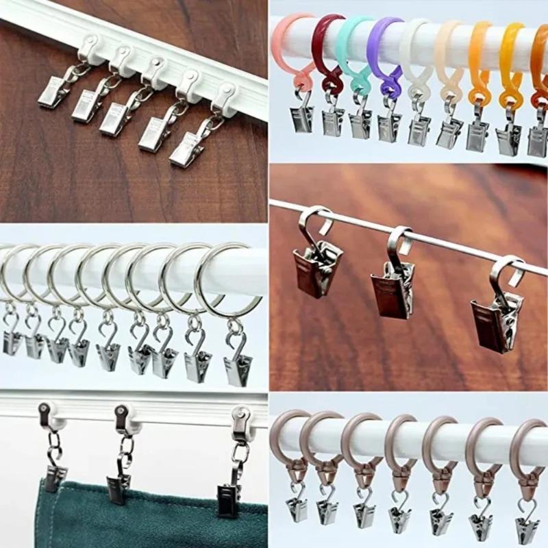 20-PCS  Stainless Steel Curtain Hook Clips, Heavy  Duty  Drapery  Hooks for  Living  Room Bedroom  Window  Decor  (Silver)