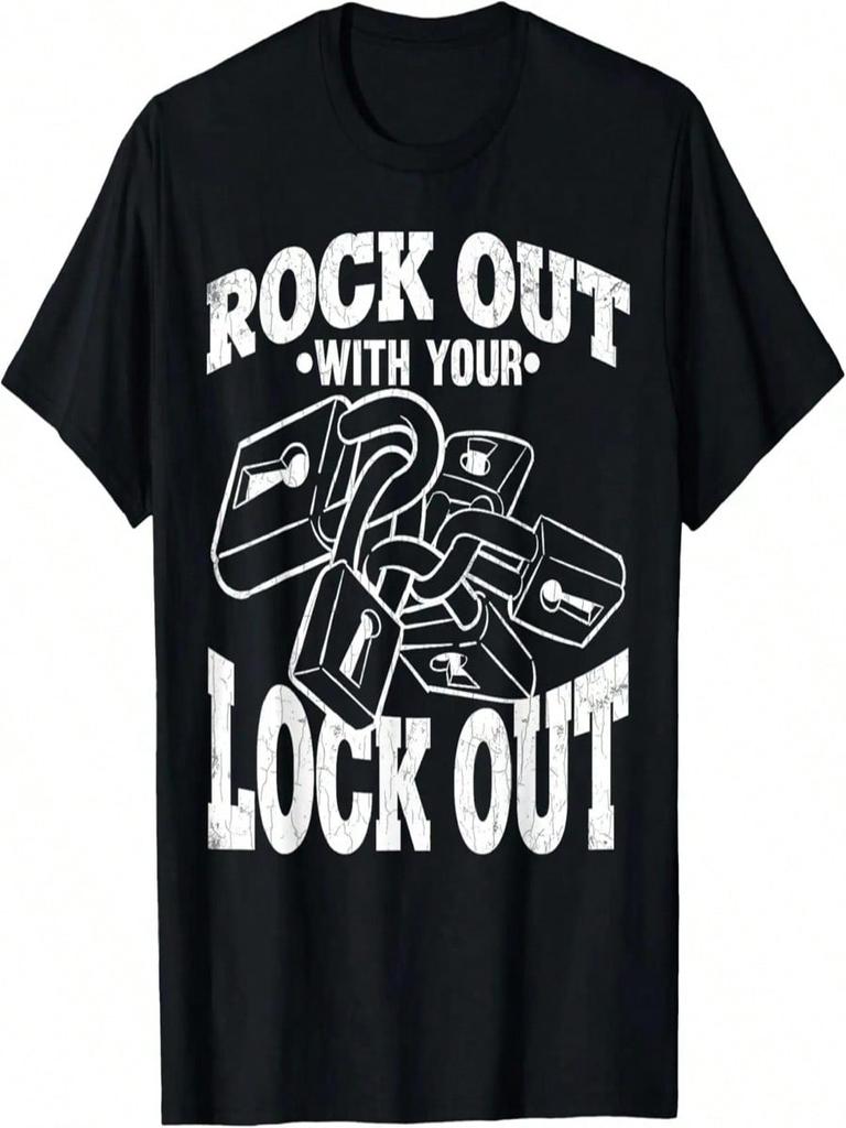 Унисекс Футболка с графическим принтом 'Rock Out With Your Lock Out' для слесарей