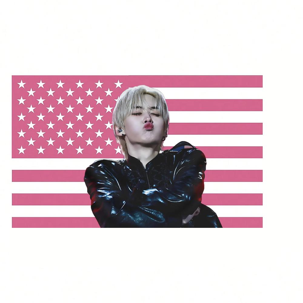 Ли Но Милый Зубастый Рот Американский Флаг Skz Kpop Баннер Общежитие Домашний Декор Гобелен Фанату Подарок на День Рождения