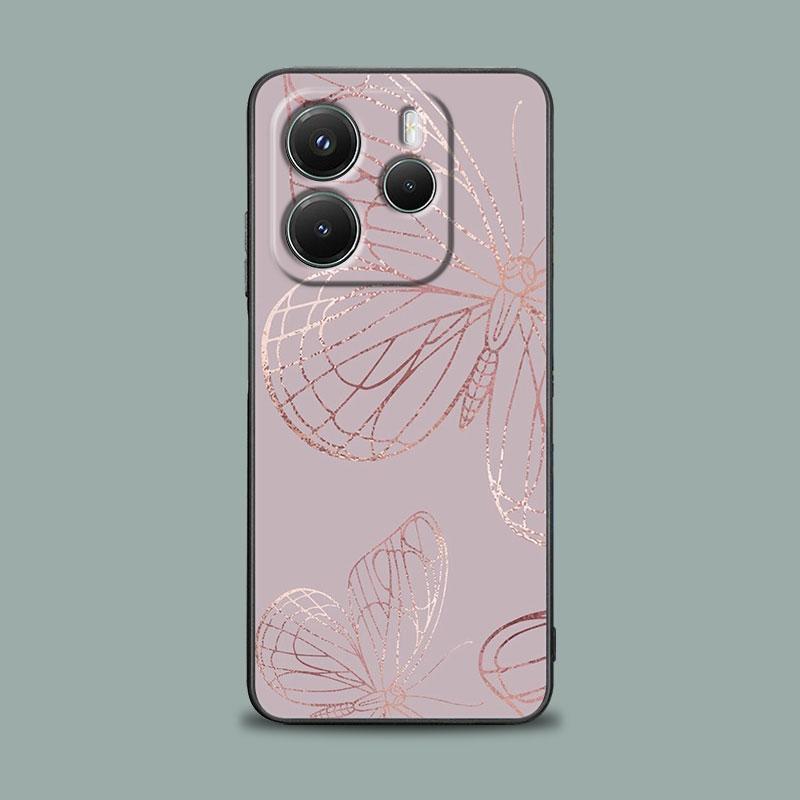 Чехол для телефона для Xiaomi Redmi Note 15 14 13 12 11 10 Pro Plus 5G Redmi 15C 14C 12C 13C Чехол Розовый Блеск Сердца Любовь Трава Лист