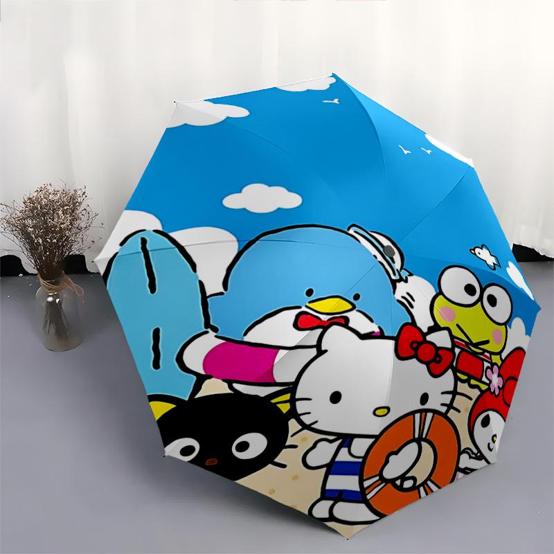 1pc Hello Kitty Beach Umbrella - Automatic Opening/Closing, Portable Folding Design, 8-Rib Iron Frame, Outdoor Umbrella, Ideal Gift for Fans, Traveler
