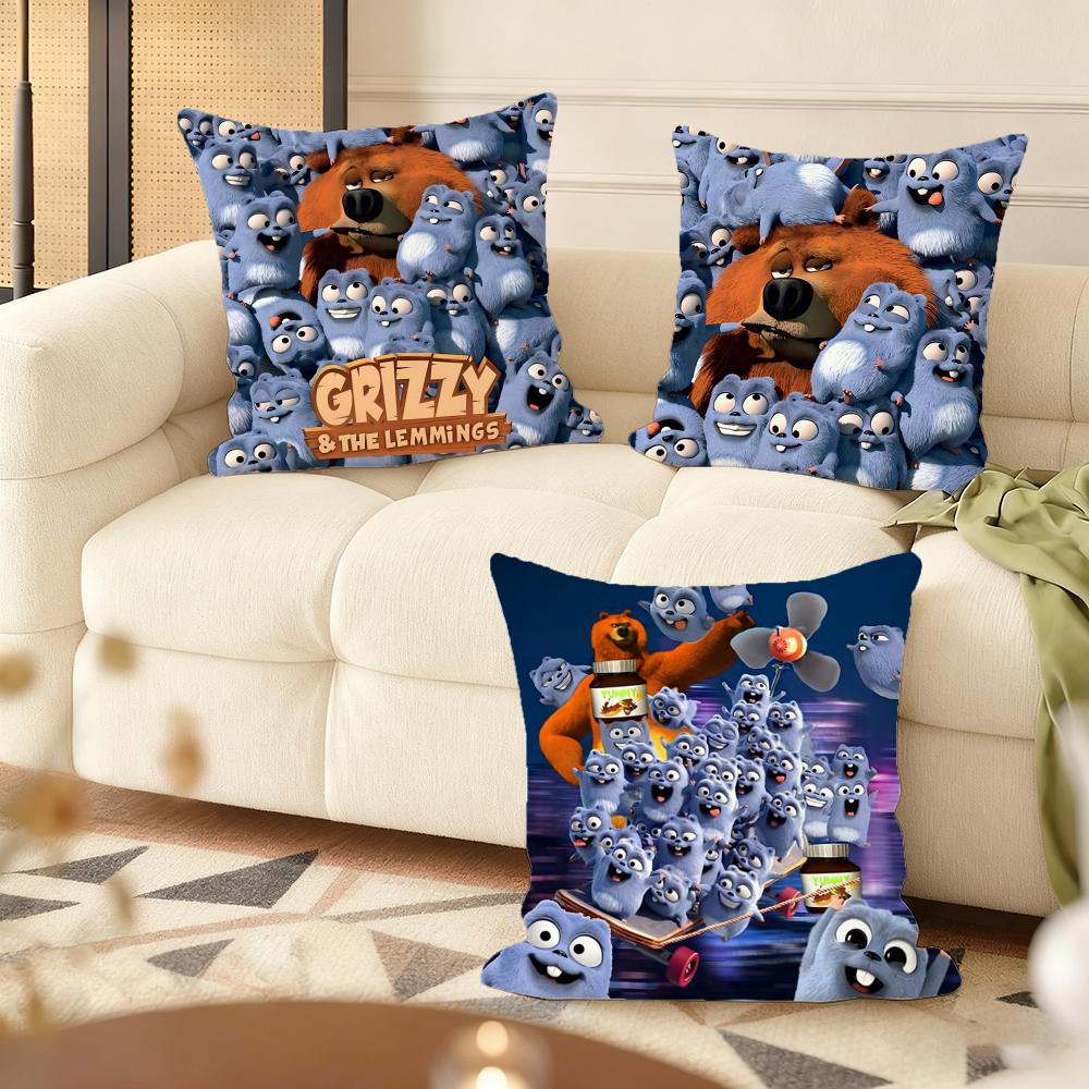 Чехол на подушку G-Grizzly и L-Lemmings, шелковистый короткий плюш, двусторонний печатный наволочка для дивана, для всех сезонов, декор для дома, подарок