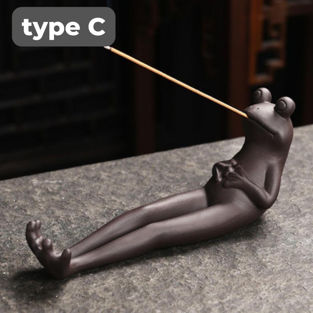 Harujio Incense Holder, Ash-Proof, Cute and Stylish, Angled Frog Incense Holder, Incense Burner for Buddhist Altars, Incense Dishes, Boat-Shaped,