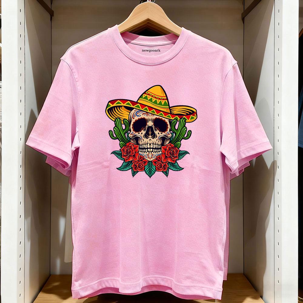 Cinco de Mayo skull and roses tshirt Women Unisex Casual cotton graphic t shirts Adult streetwear camisetas tops tee Shortsleev