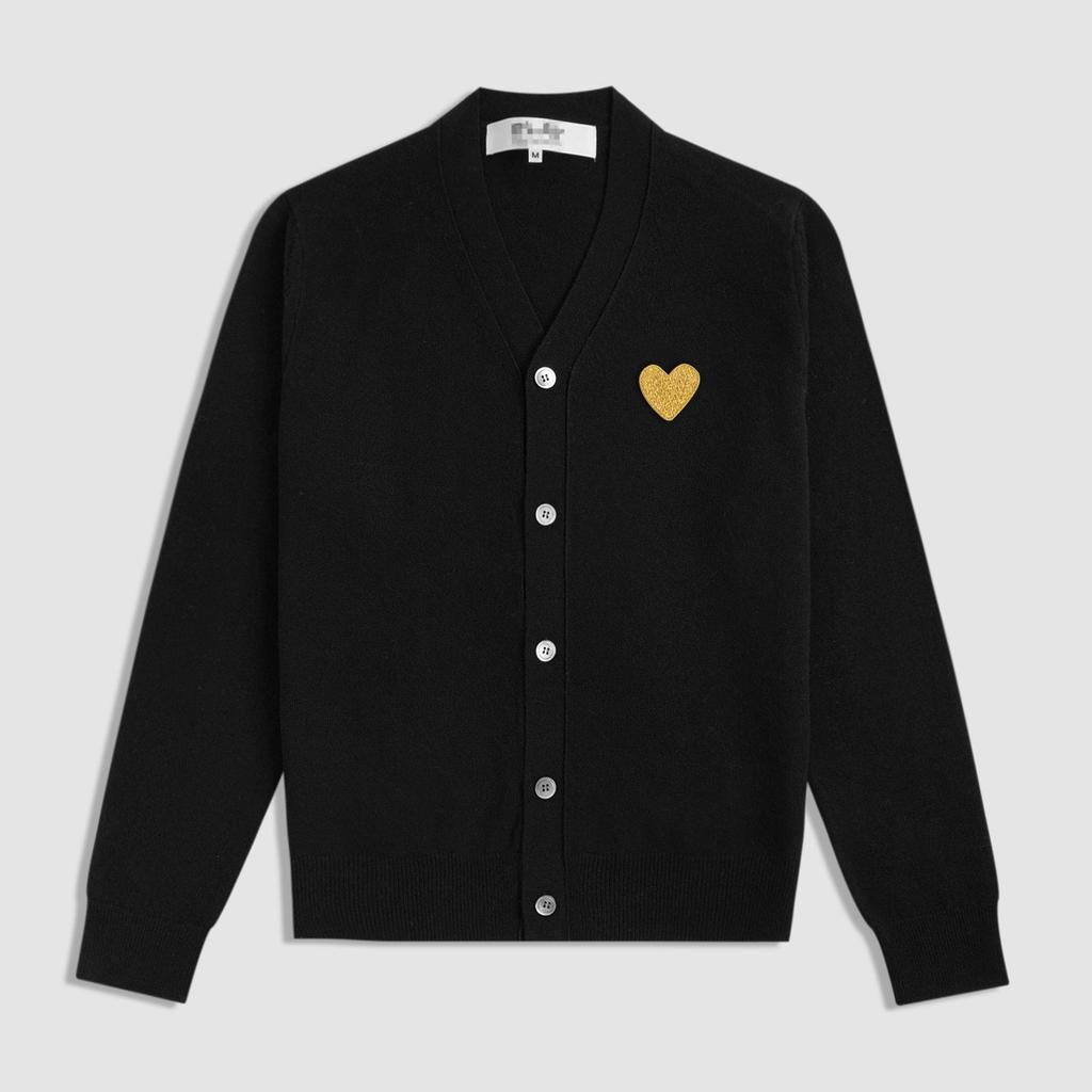 Premium Kawakubo Heart V-Neck Wool Cardigan - Couples' Style Play