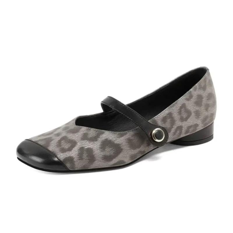 Ретро Леопардовый Принт Лолита Обувь Женские Лоферы Балетки Модные Мелкие Туфли Весна Женские Элегантные Туфли Мэри Джейн Слингбэк Женские