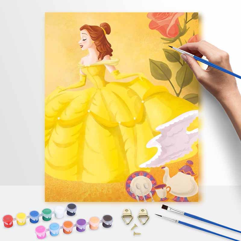 Disney oil painting Beauty and the Beast Belle handmade diy art painting home decoration