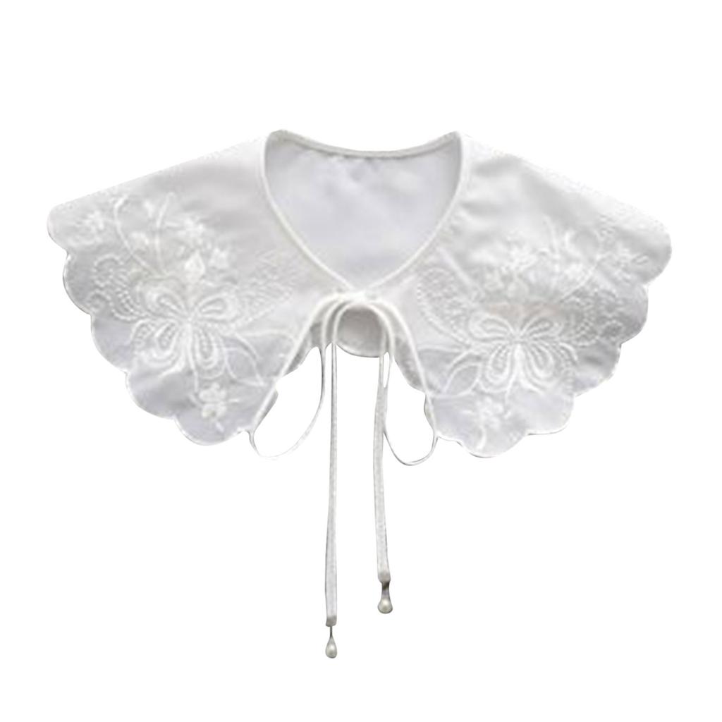 Retro Women Fake Solid Color Fake False Lapel Neck Collar Blouse Pan Collar