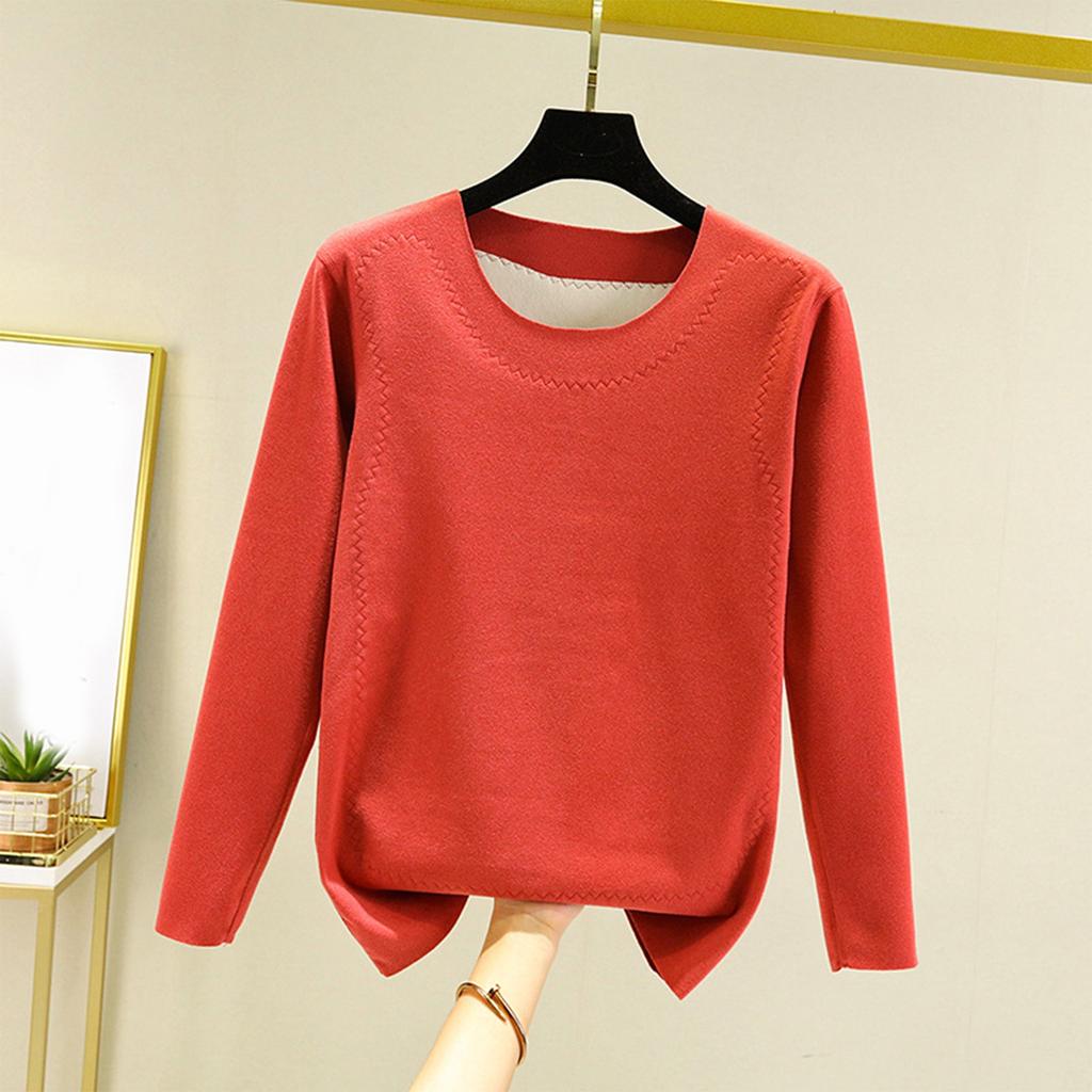 Женское свободное удобное повседневное модное и теплое нижнее белье с бесшовным круглым вырезом и толстым велюровым топом