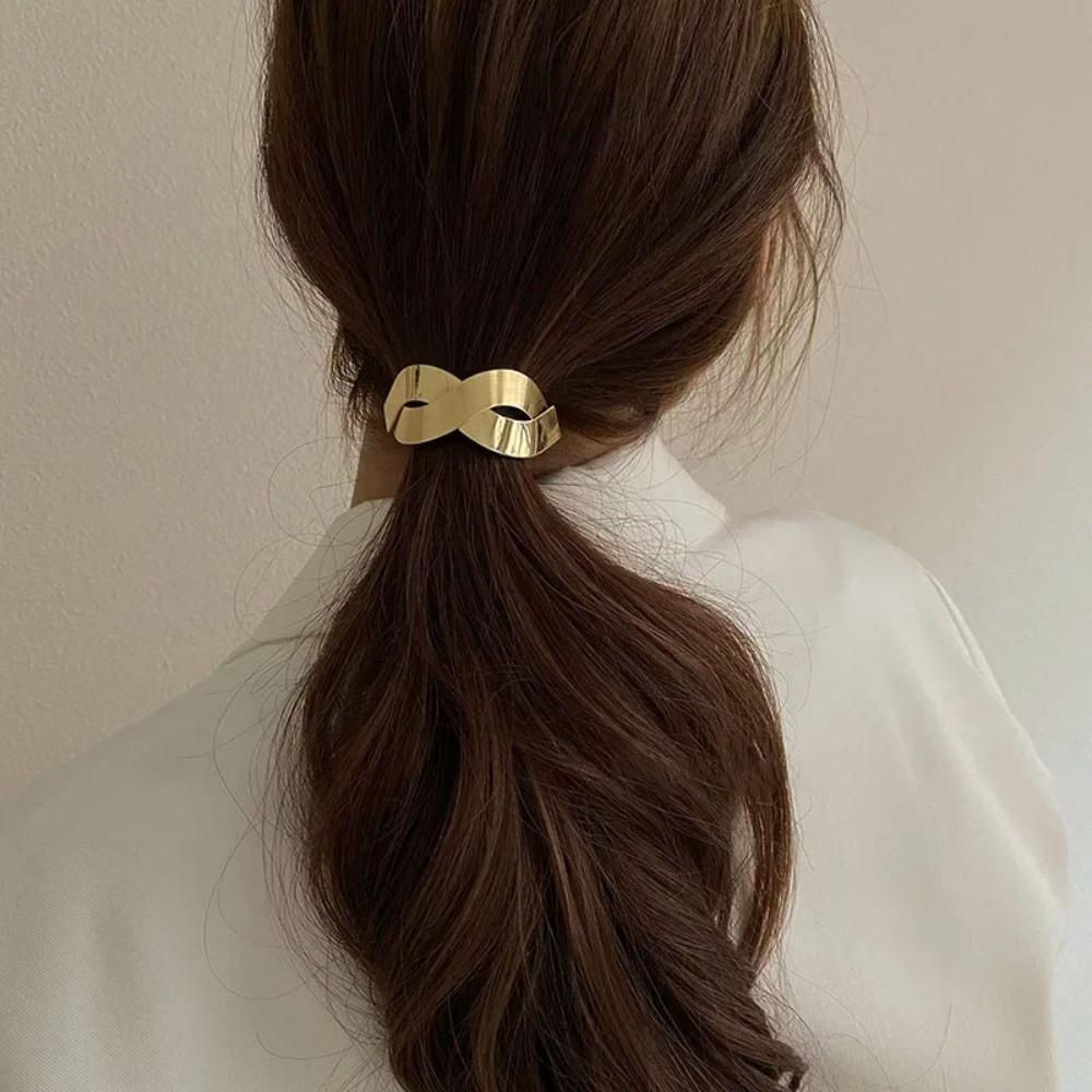 Geometric Hollow Gold Hair Rope High Elasticity Hair Loop New Ponytail Holder Baby Girl Headdress